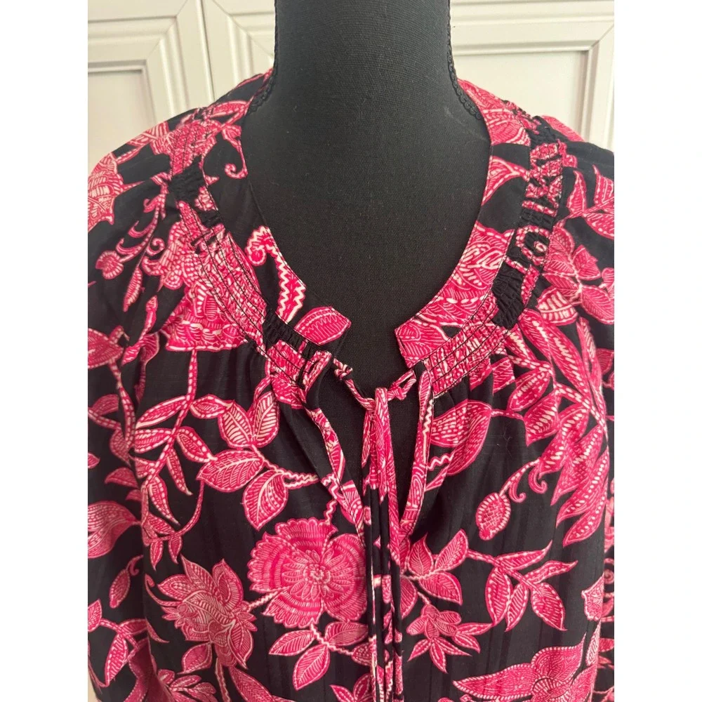 Johnny Was Black Pink Floral Tunic Dress XL W34525-4 - Picture 5 of 7